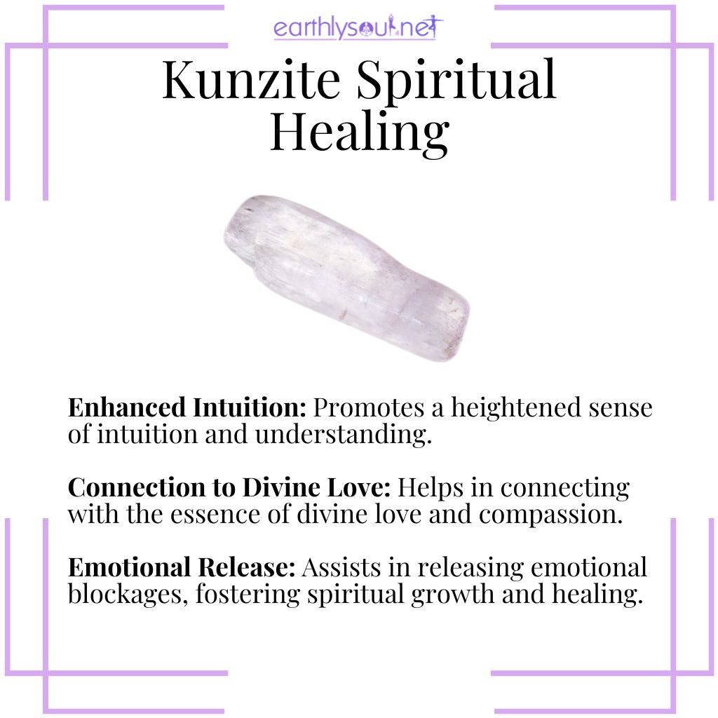 Kunzite for spiritual healing with enhanced intuition, divine love connection, and emotional release