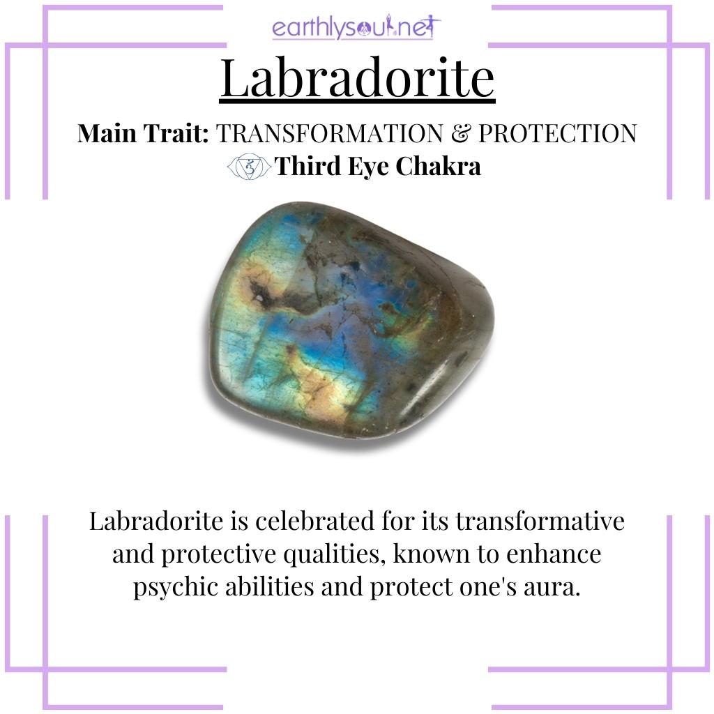 Radiant labradorite crystal for transformation and enhanced psychic abilities