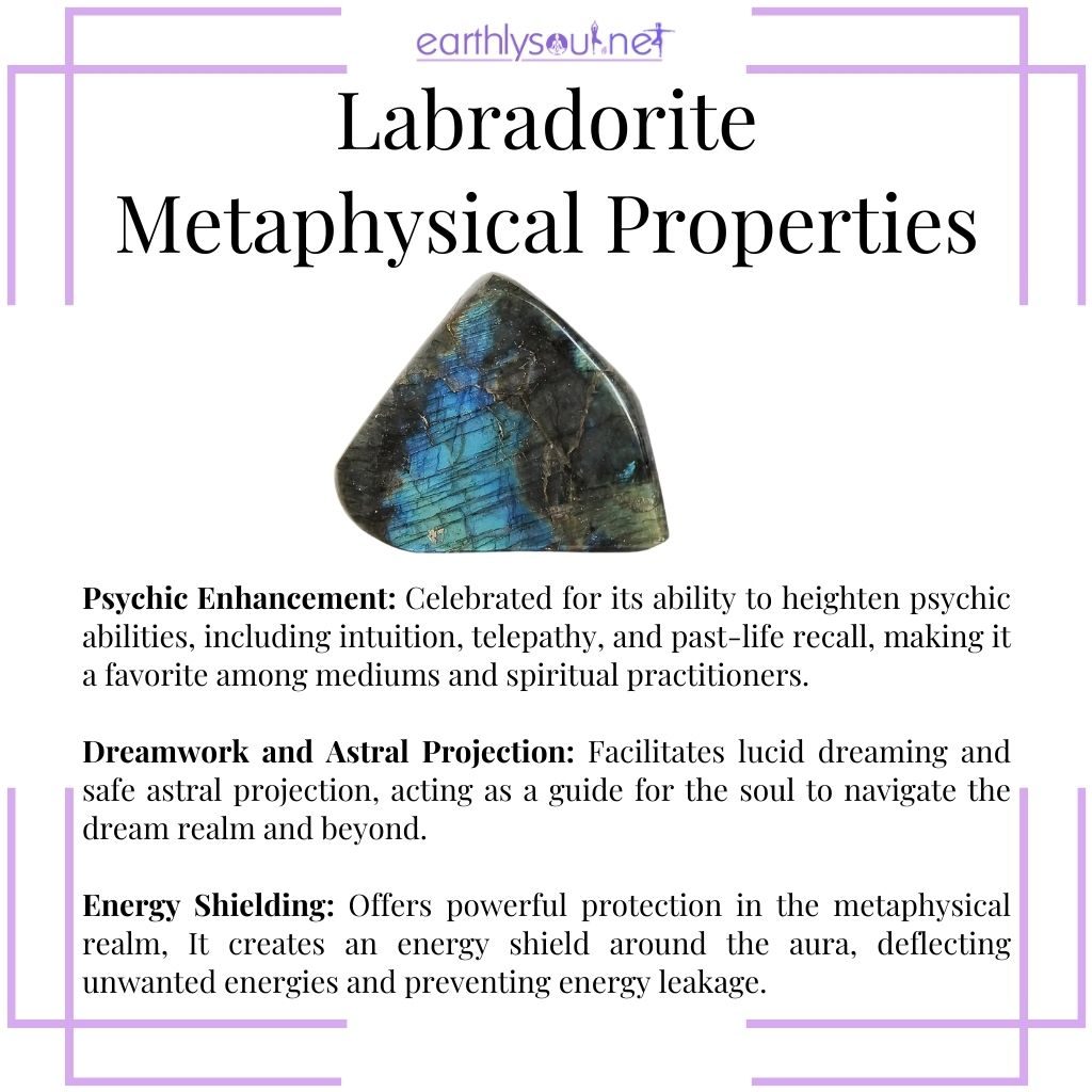 Labradorite for psychic enhancement, dreamwork, and energy shielding