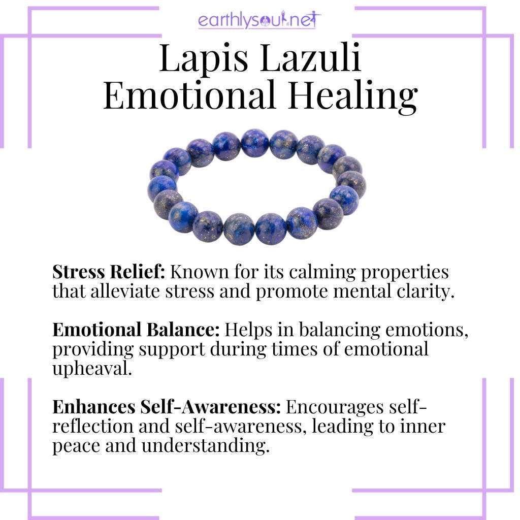 Lapis lazuli for mental health: easing stress, balancing emotions, and fostering self-awareness.