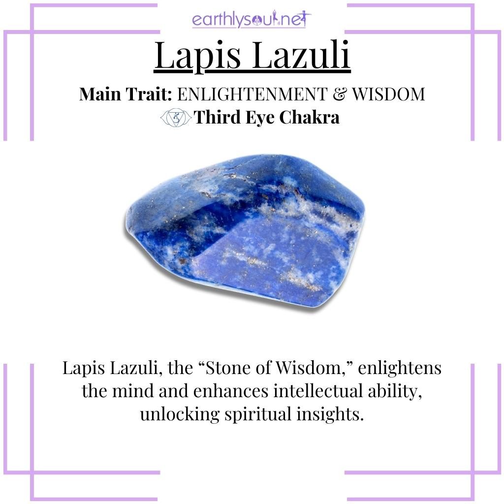 Royal blue lapis lazuli crystal for enlightenment and spiritual insight