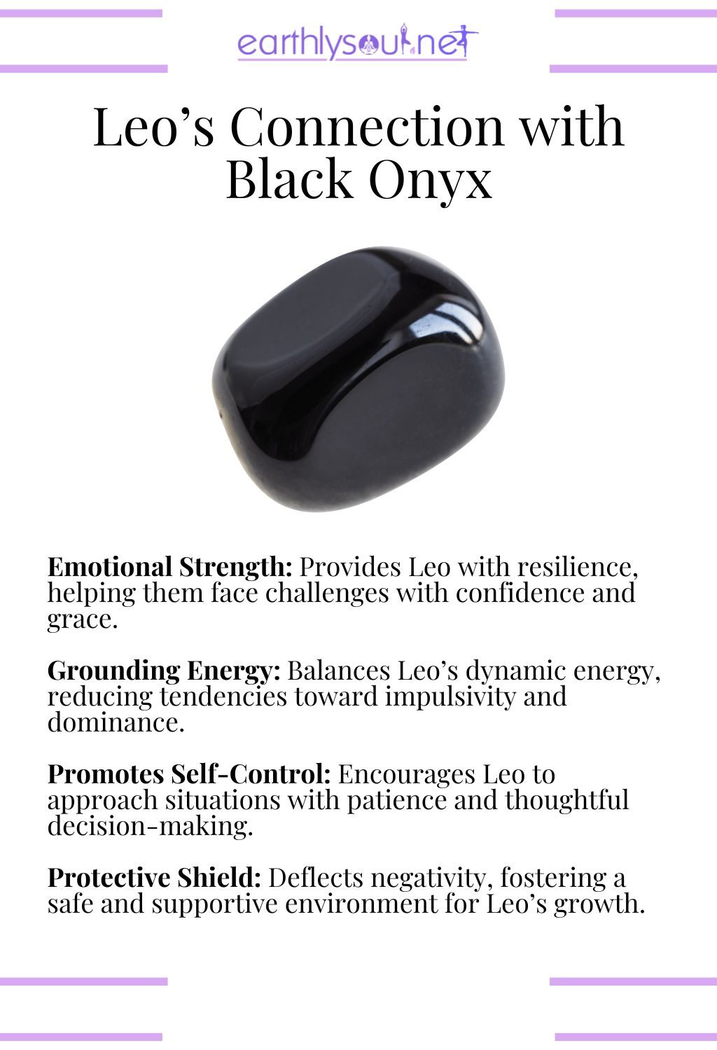 Black onyx crystal, enhancing emotional strength and grounding energy, perfect for leo zodiac signs.