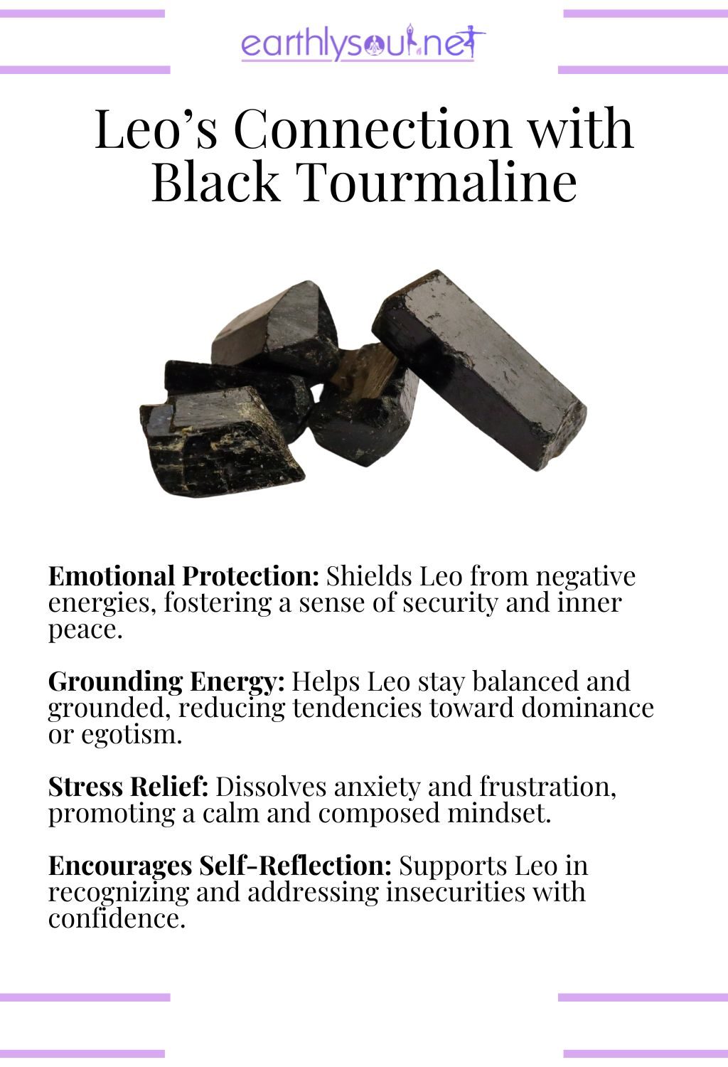 Black tourmaline crystal, offering emotional protection and grounding energy, ideal for leo zodiac signs.