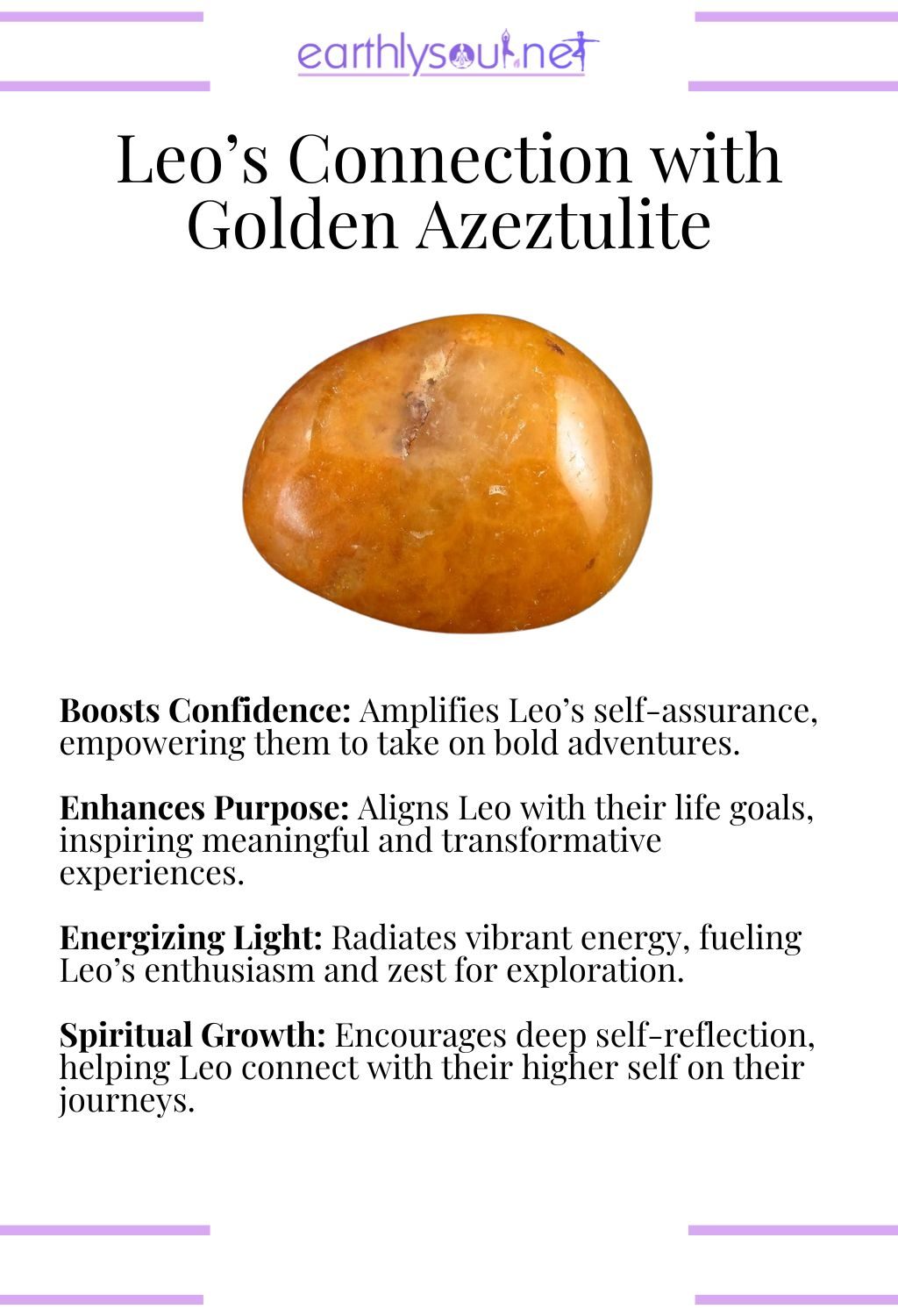 Golden azeztulite crystal, enhancing confidence and purpose, ideal for adventurous leo zodiac signs.