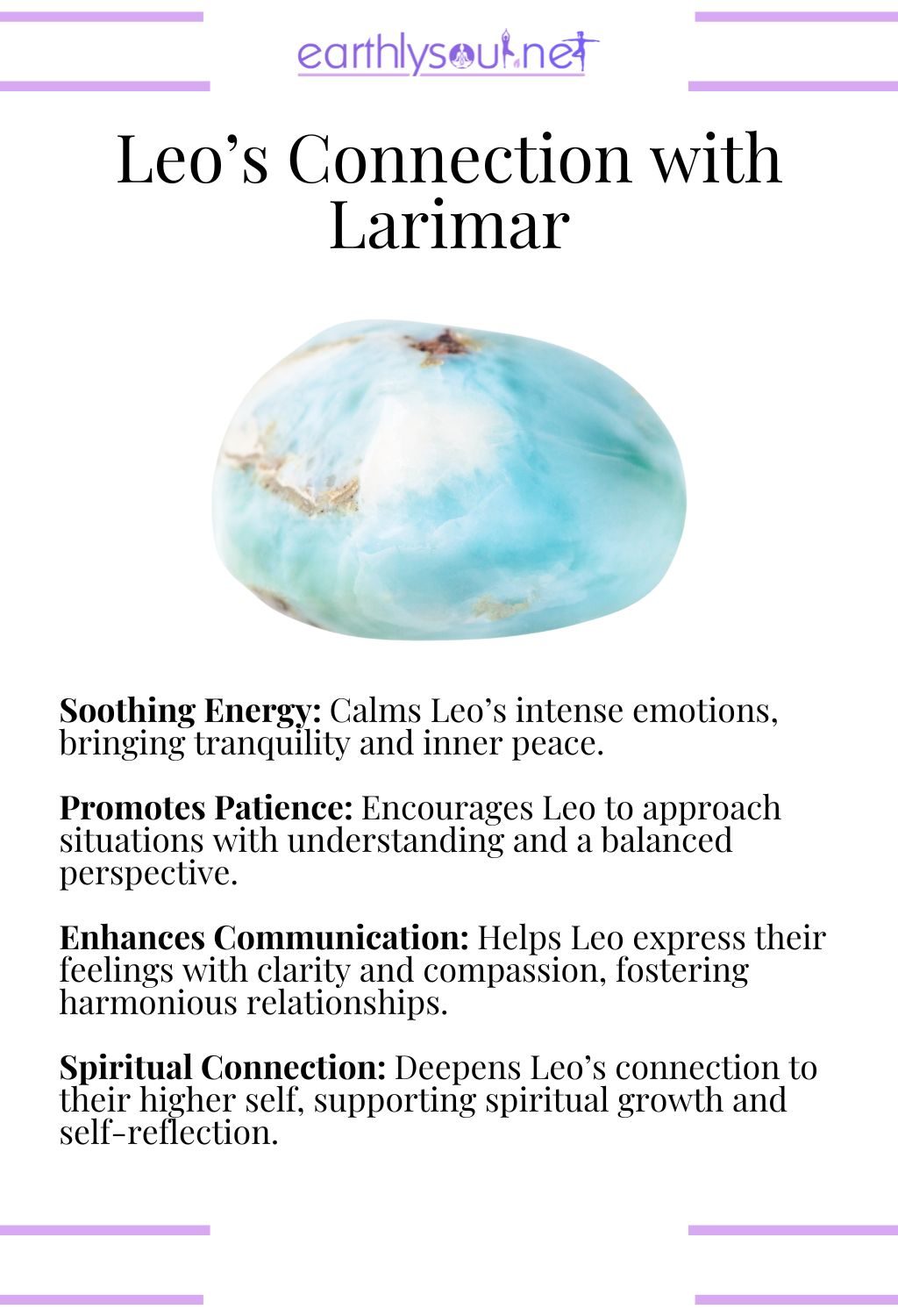 Larimar crystal, offering soothing energy and promoting inner peace, ideal for leo zodiac signs.