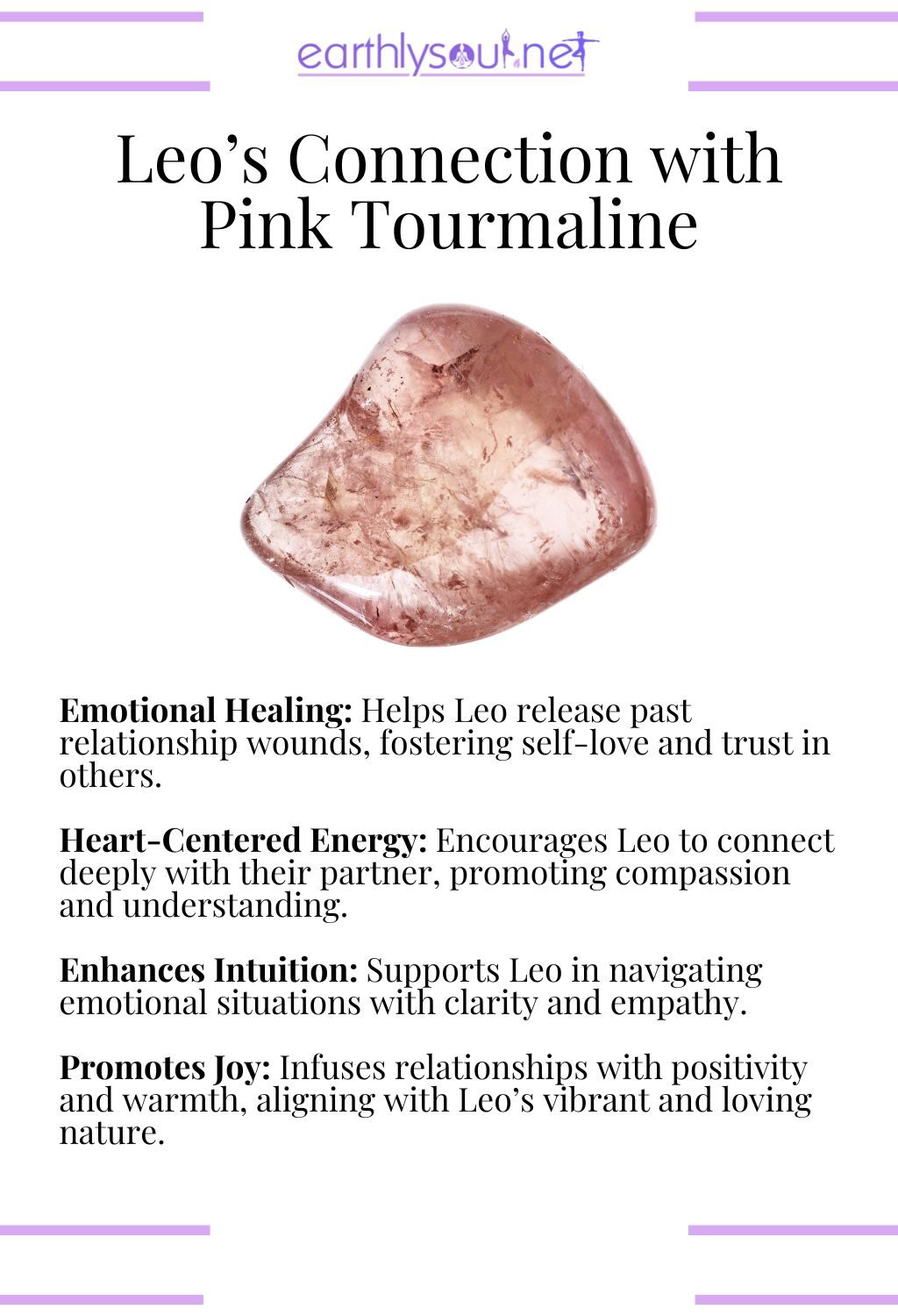 Pink tourmaline crystal, promoting emotional healing and heart-centered energy, ideal for leo zodiac signs.
