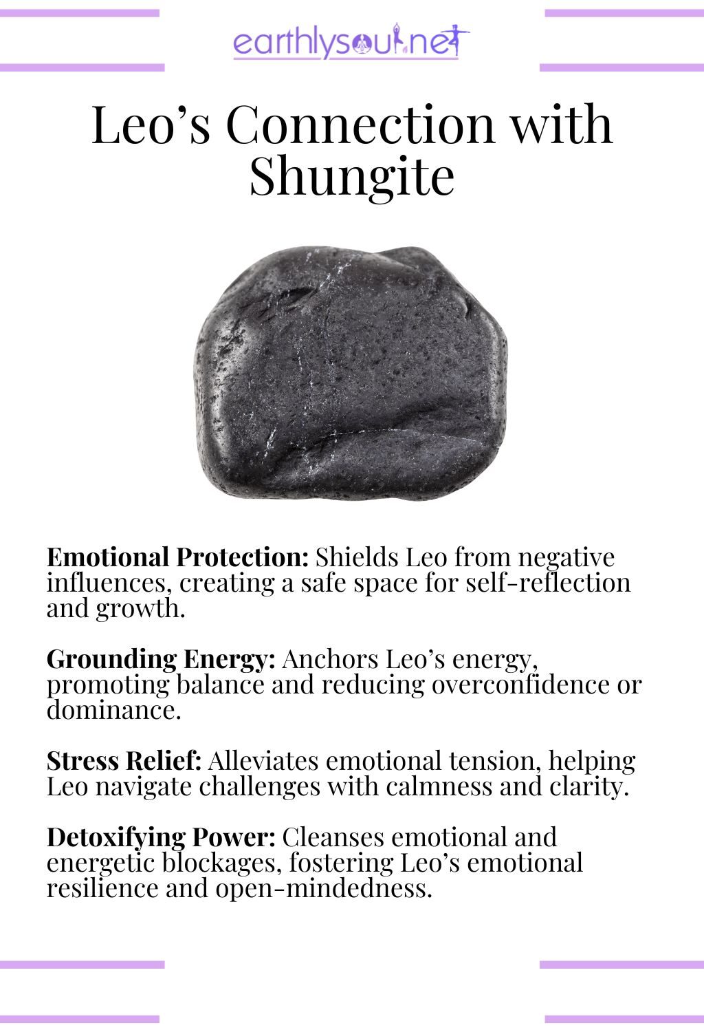Shungite crystal, offering emotional protection and grounding energy, perfect for leo zodiac signs.