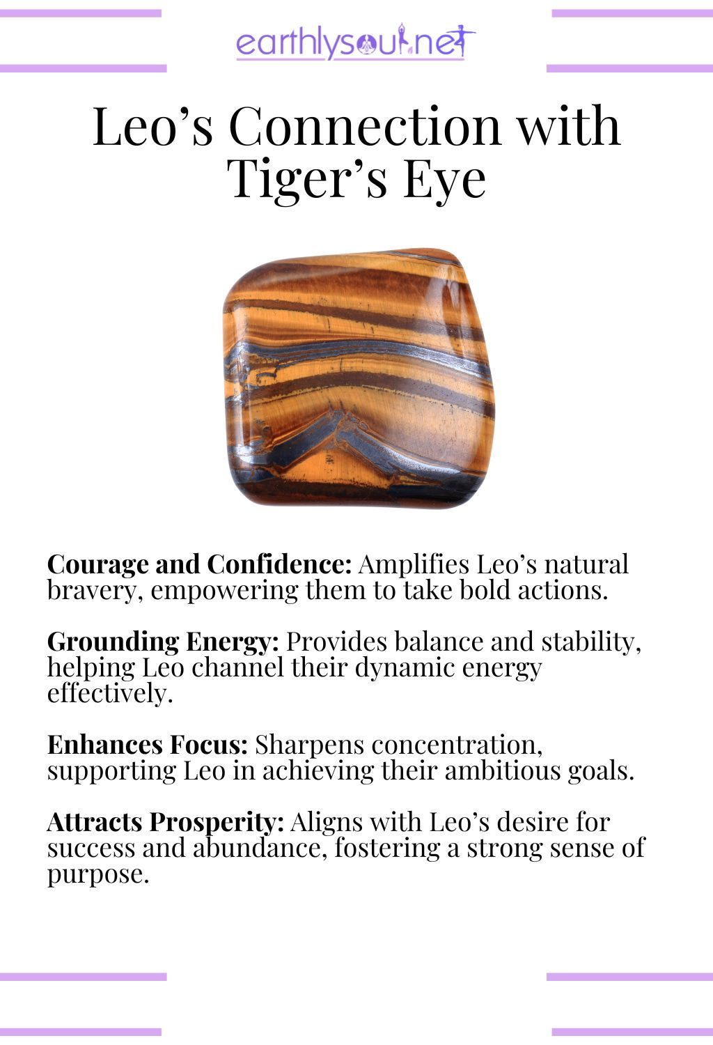 Tiger's eye crystal, enhancing courage and grounding energy, ideal for leo zodiac signs.