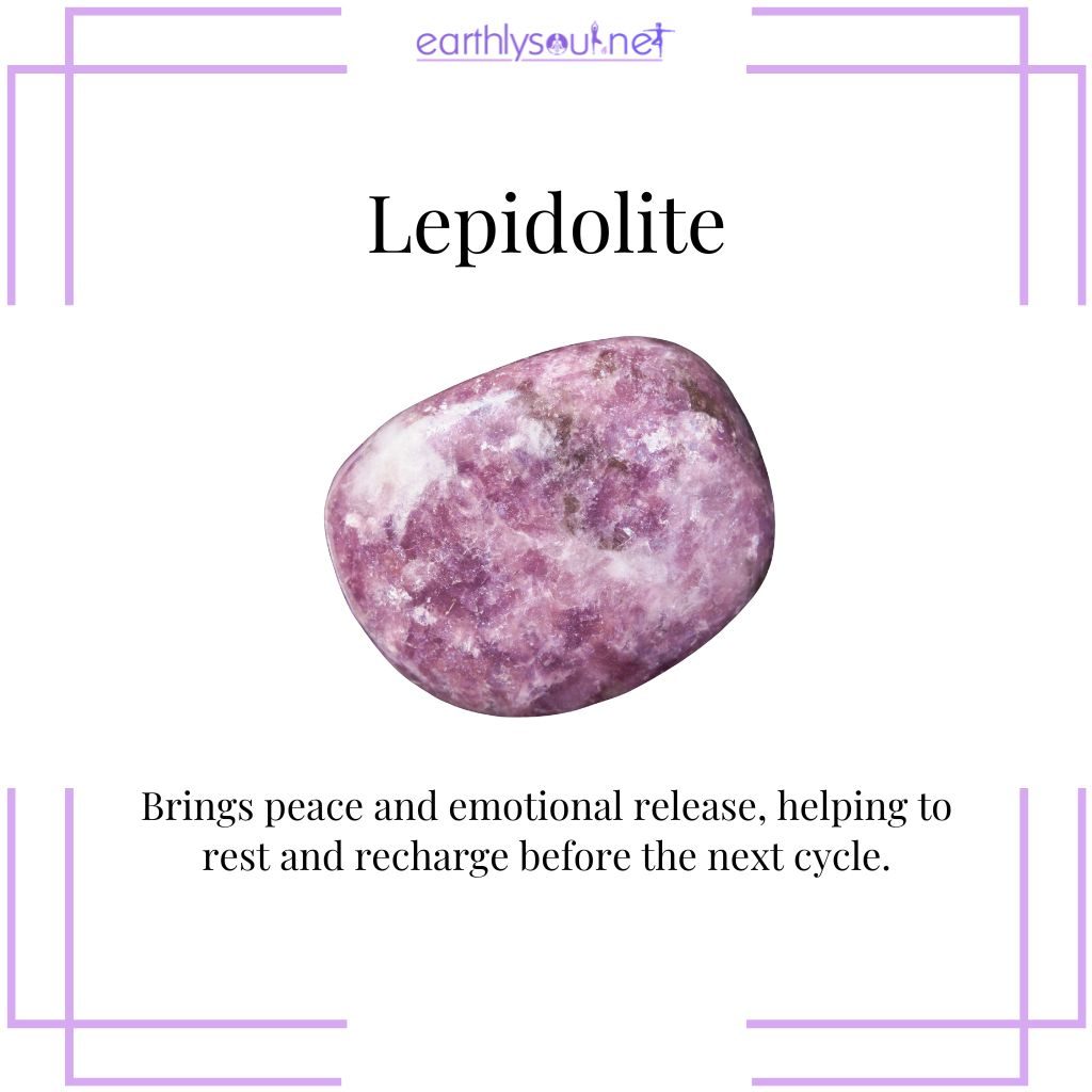 Lepidolite for peace in waning crescent