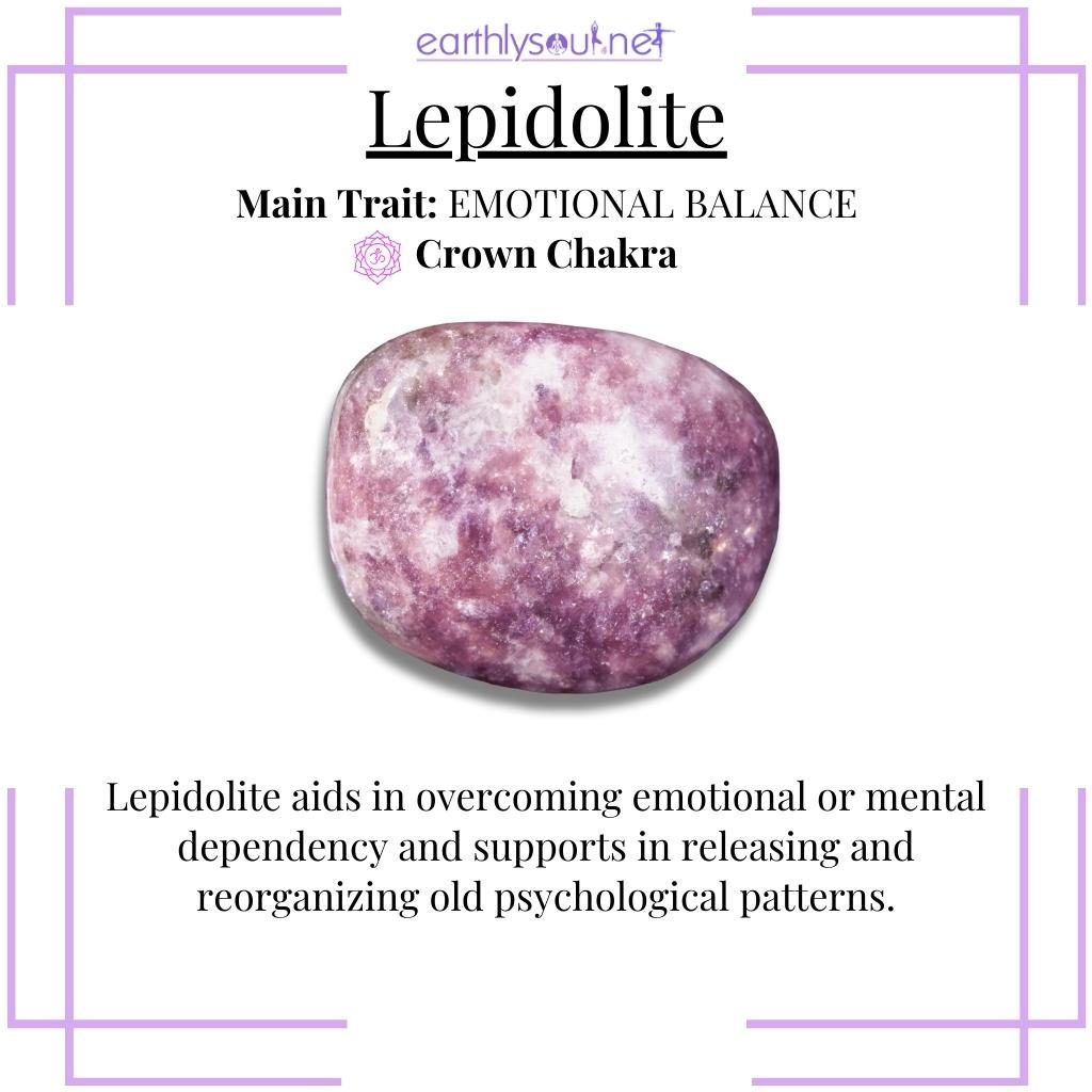 Harmonious lepidolite assisting in emotional balance and psychological release