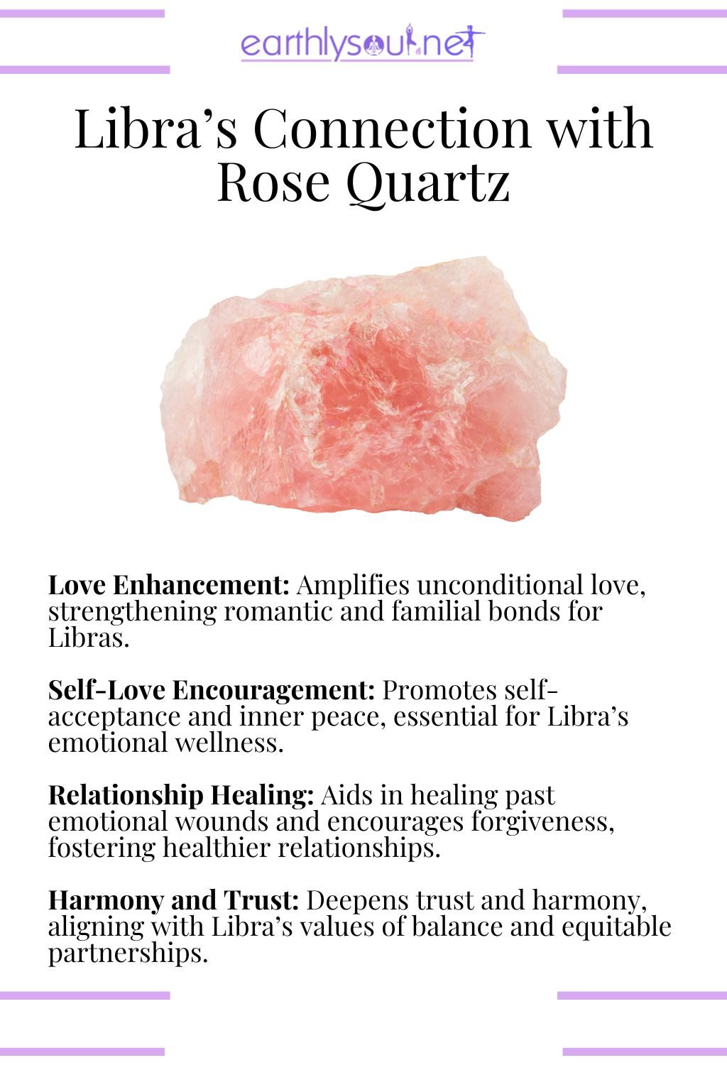 Rose quartz crystal, promoting love and harmony for libras.