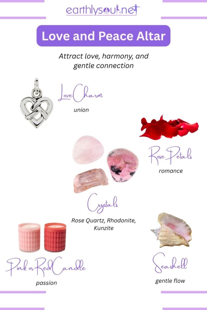 Crystal altar for love, harmony, and peace