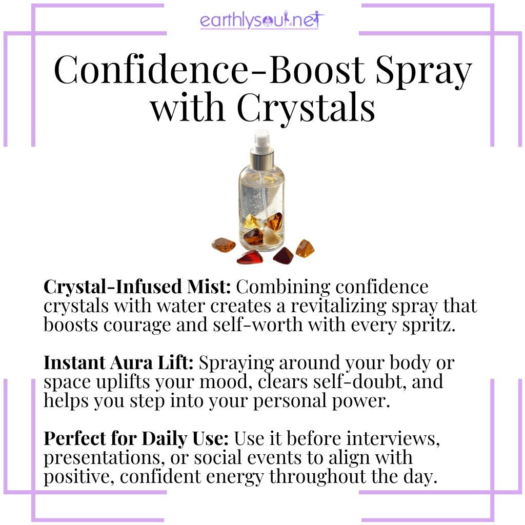 Confidence boost crystal spray for uplifting energy, self-assurance, and daily empowerment.