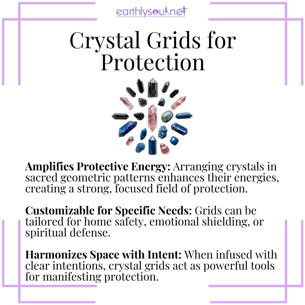 Protective crystal grids amplify energy, customize shielding, and harmonize space with focused intention.