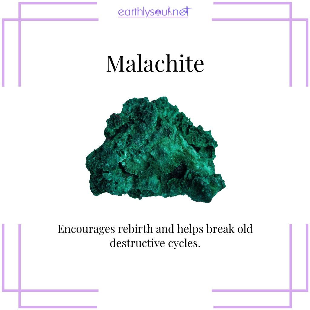 Malachite crystal for transformation in pluto retrograde