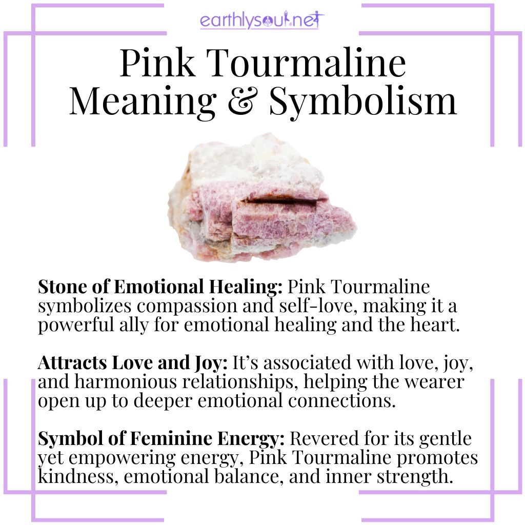 Pink tourmaline meaning and symbolism, a crystal of love, compassion, emotional healing, and feminine energy