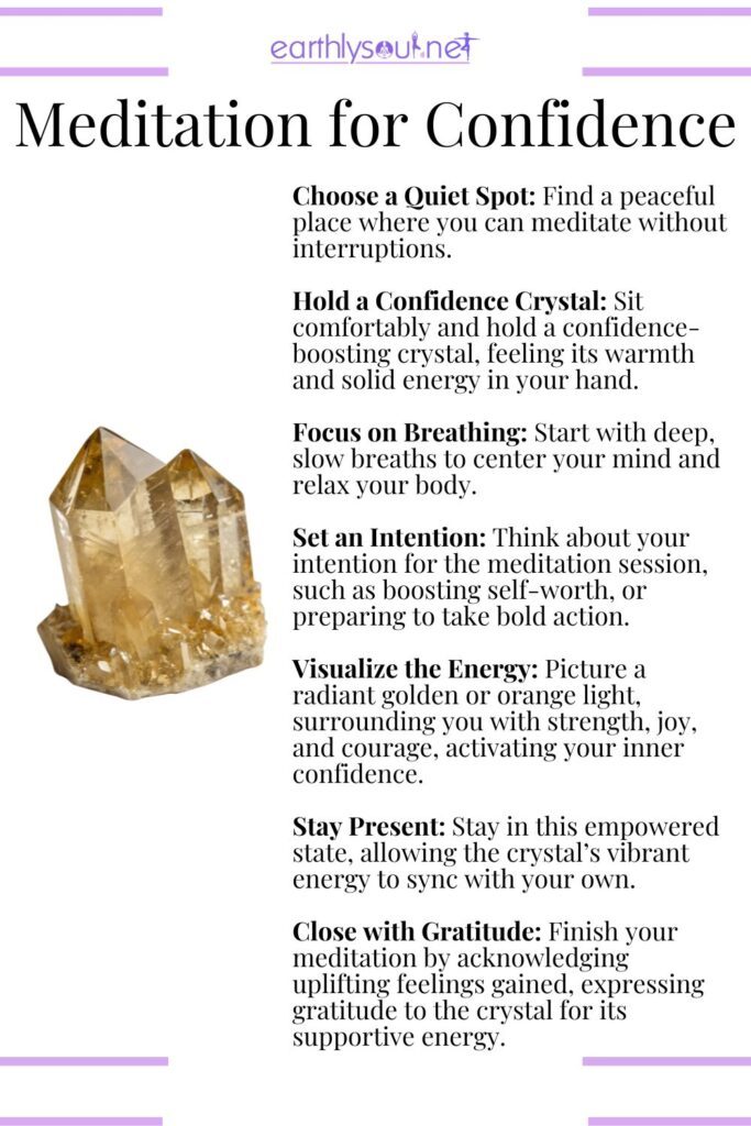 Meditation routine with confidence crystals for empowerment, self-worth, and inner strength