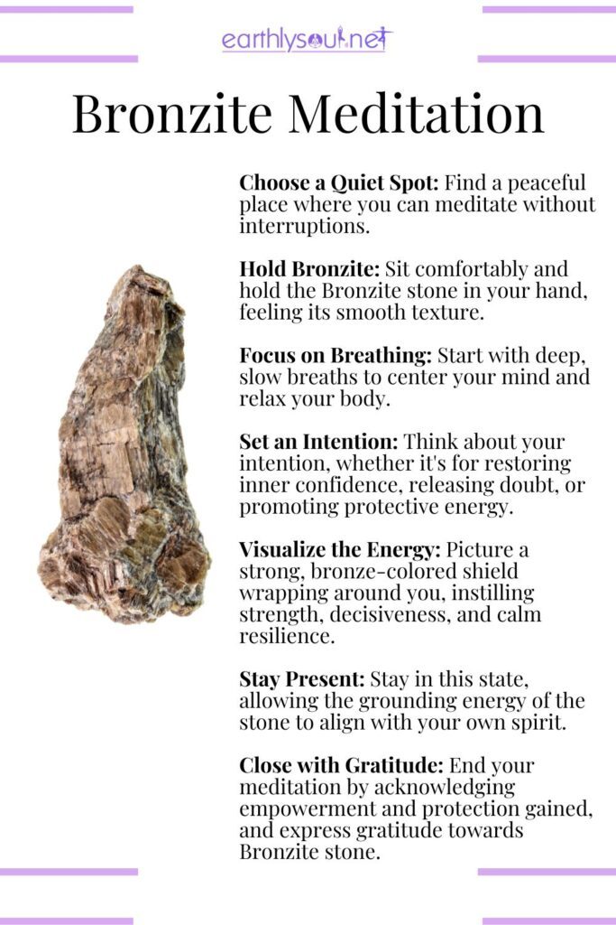 Meditation routine with bronzite for inner strength, protection, and confidence