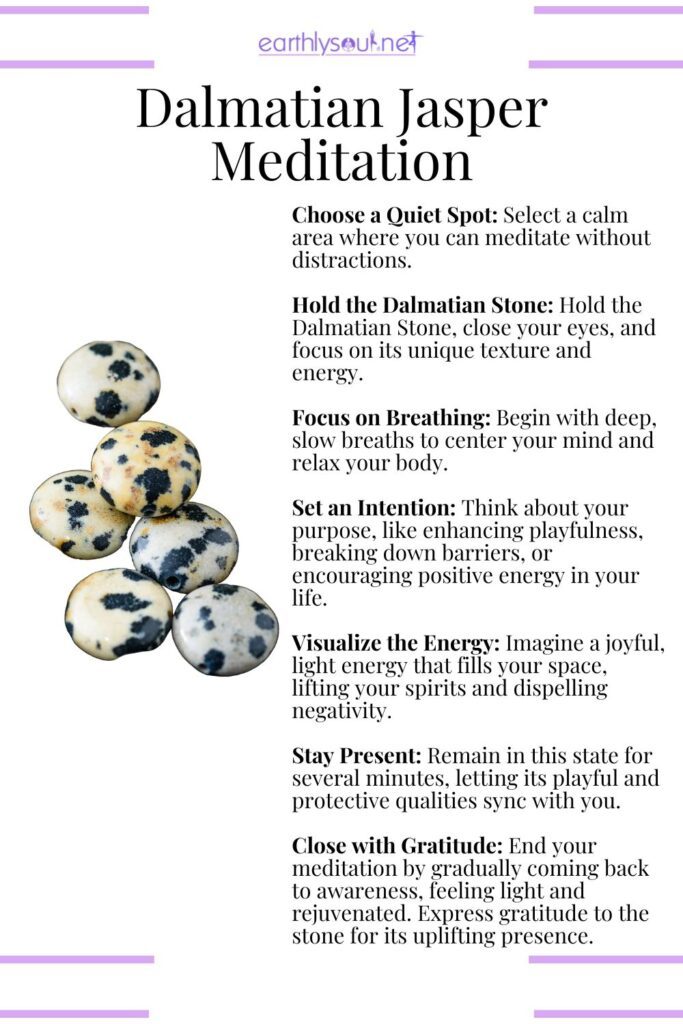 Dalmatian stone meditation for playfulness, learning, and positive energy