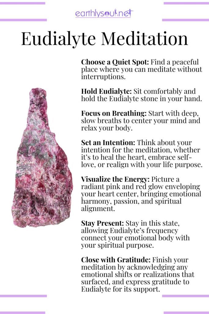Meditation routine with eudialyte for emotional healing, heart activation, and life purpose alignment
