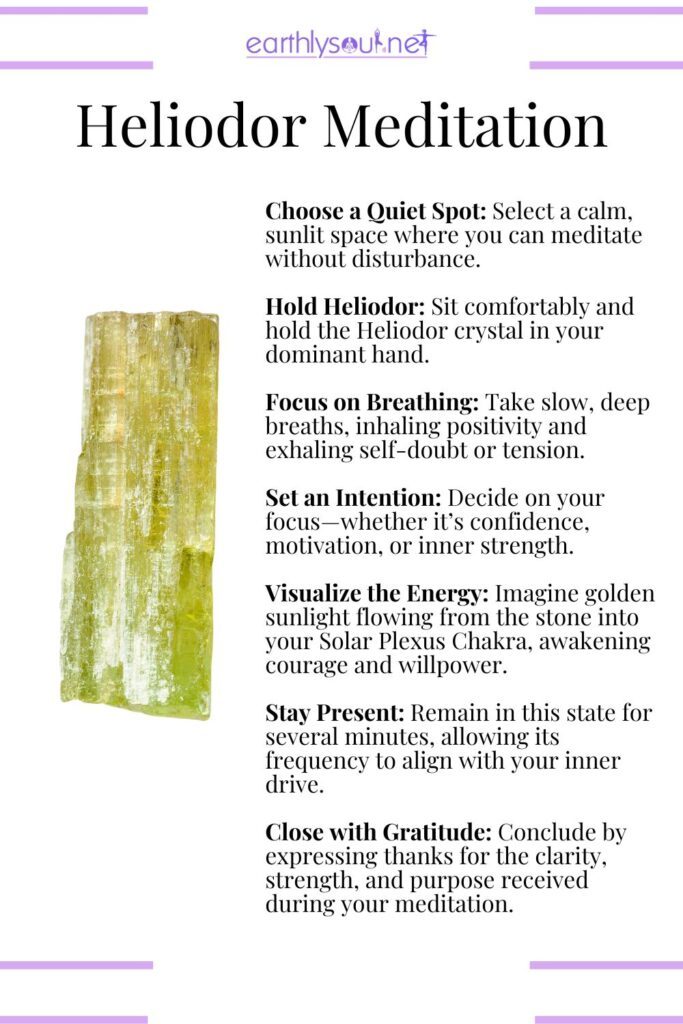 Meditation routine with heliodor for confidence, clarity, and personal power