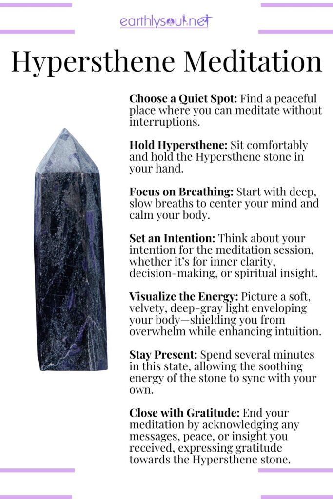 Meditation routine with hypersthene for clarity, intuition, and mental stillness