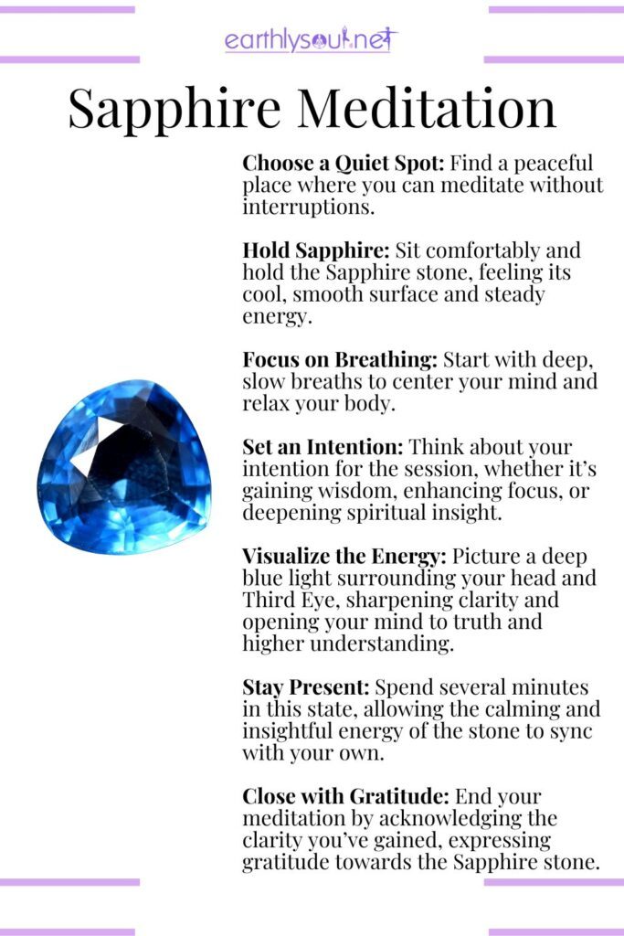 Meditation routine with sapphire for wisdom, clarity, and spiritual insight