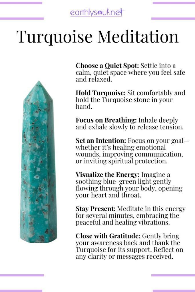 Meditation routine with turquoise for emotional healing, self-expression, and spiritual protection