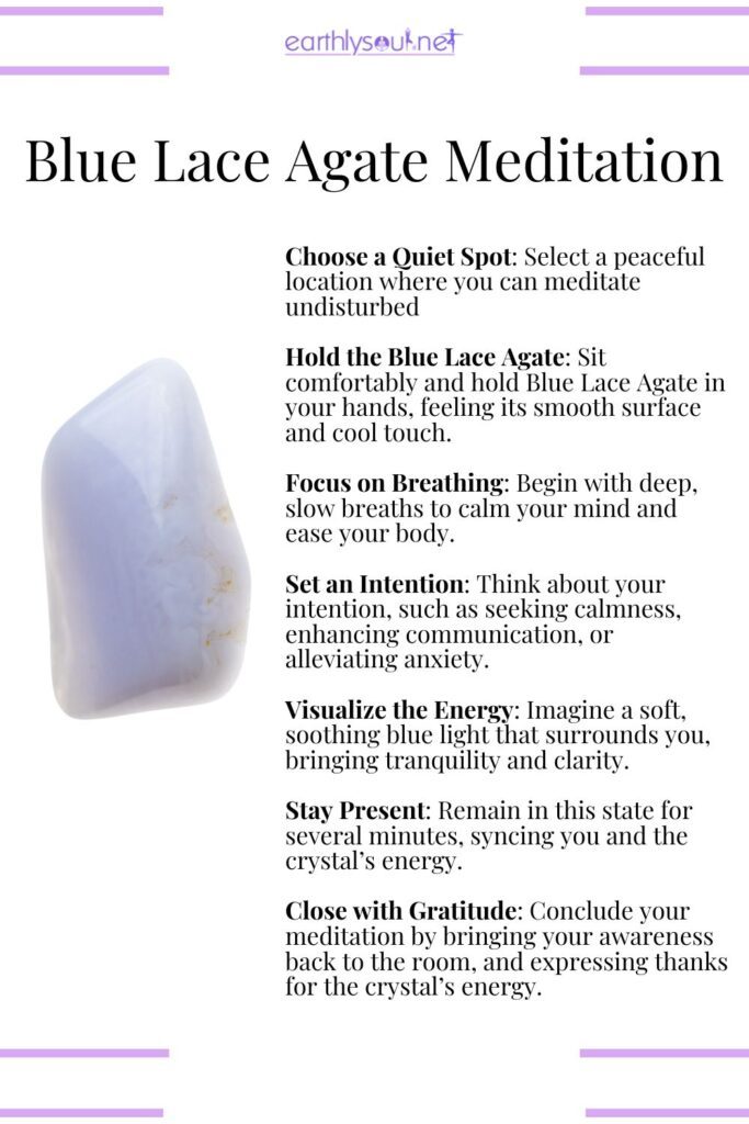 Blue lace agate meditation routine for tranquility, communication, and anxiety relief