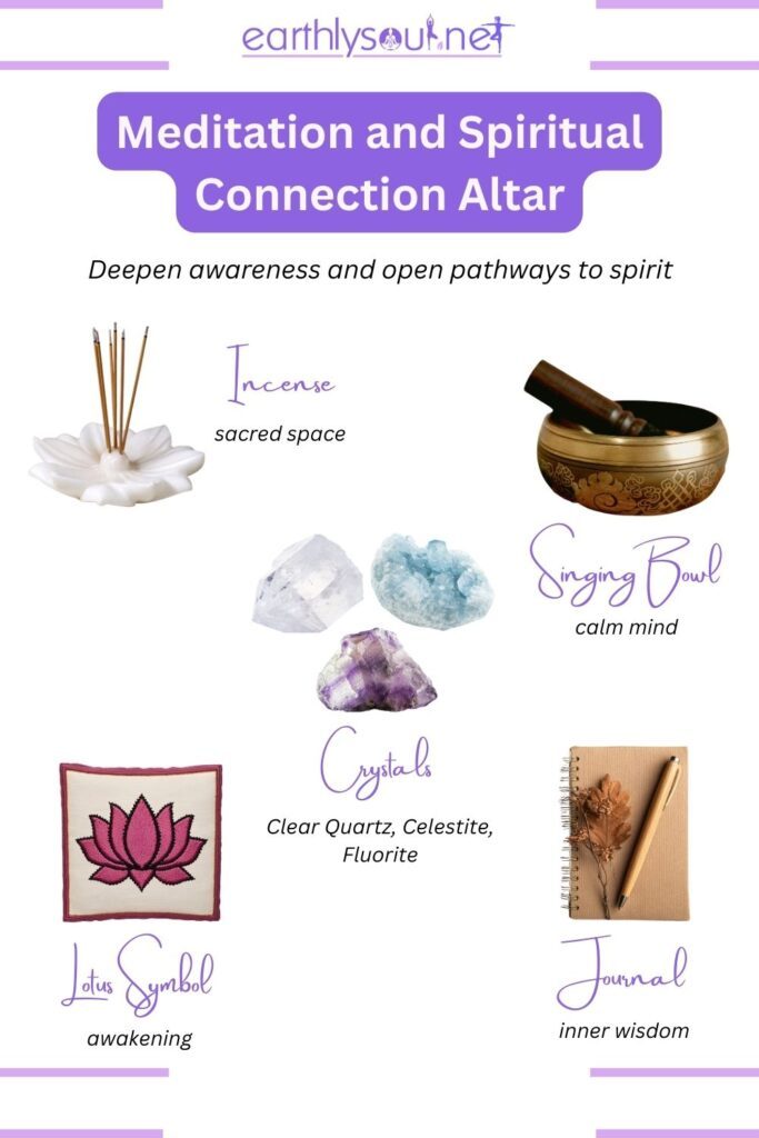 Meditation crystal altar for clarity and spiritual connection