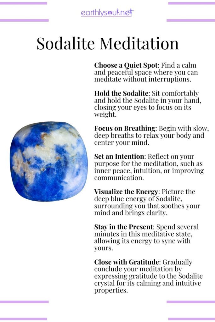 Sodalite crystal meditation for inner peace, intuition, and communication clarity
