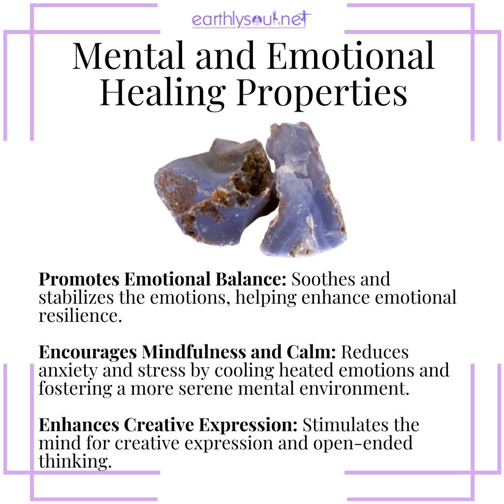 Chalcedony's benefits include promoting emotional balance, encouraging mindfulness, and enhancing creative expression.