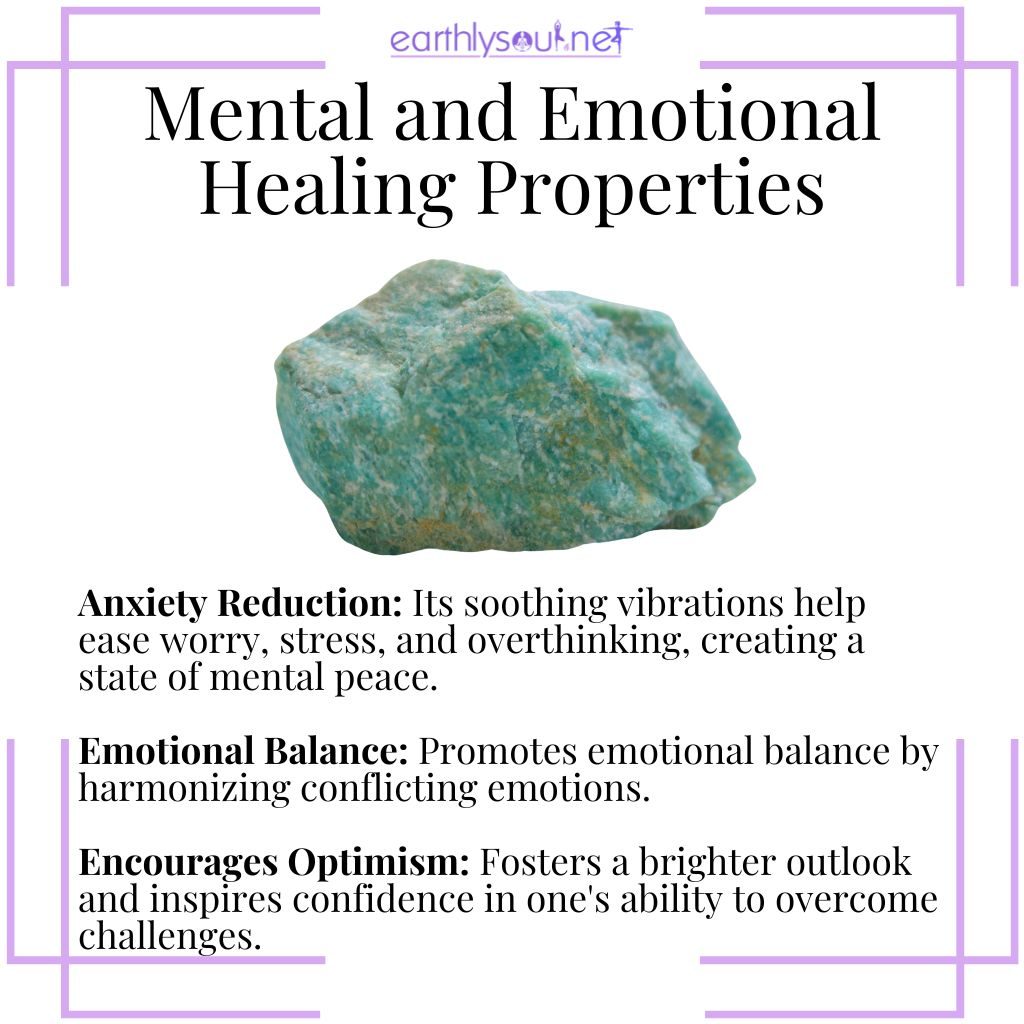 Amazonite for reducing anxiety, achieving emotional balance, and encouraging optimism.
