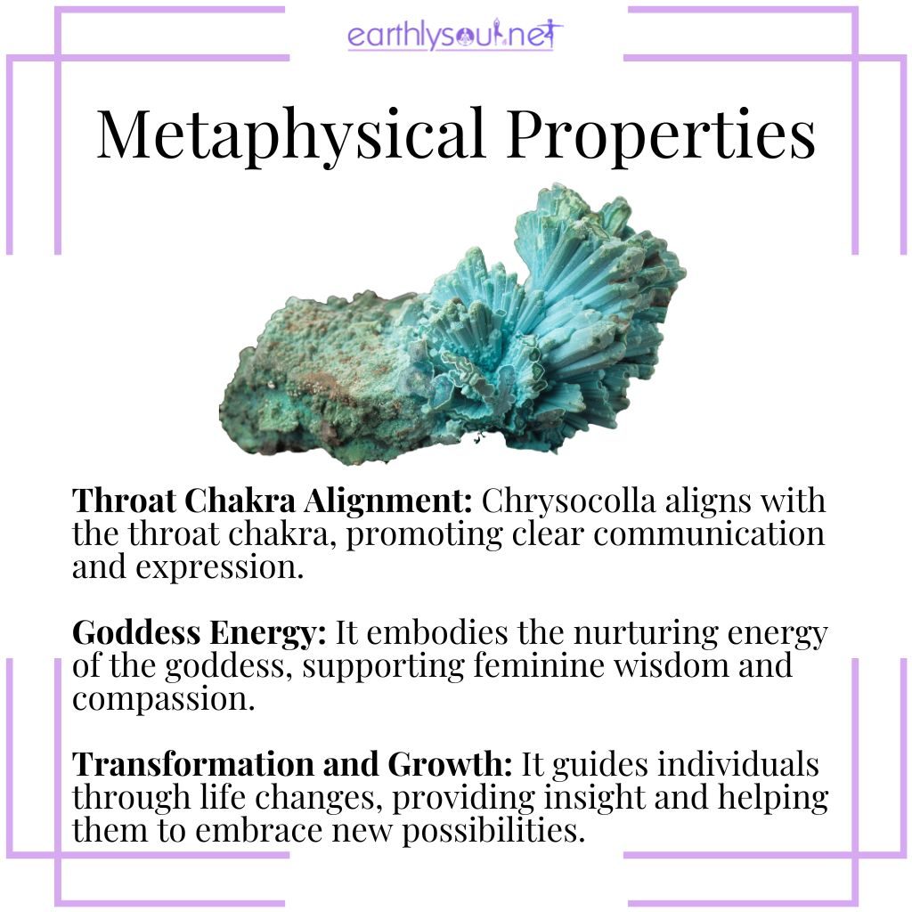 Chrysocolla for throat chakra alignment, goddess energy, and transformation.