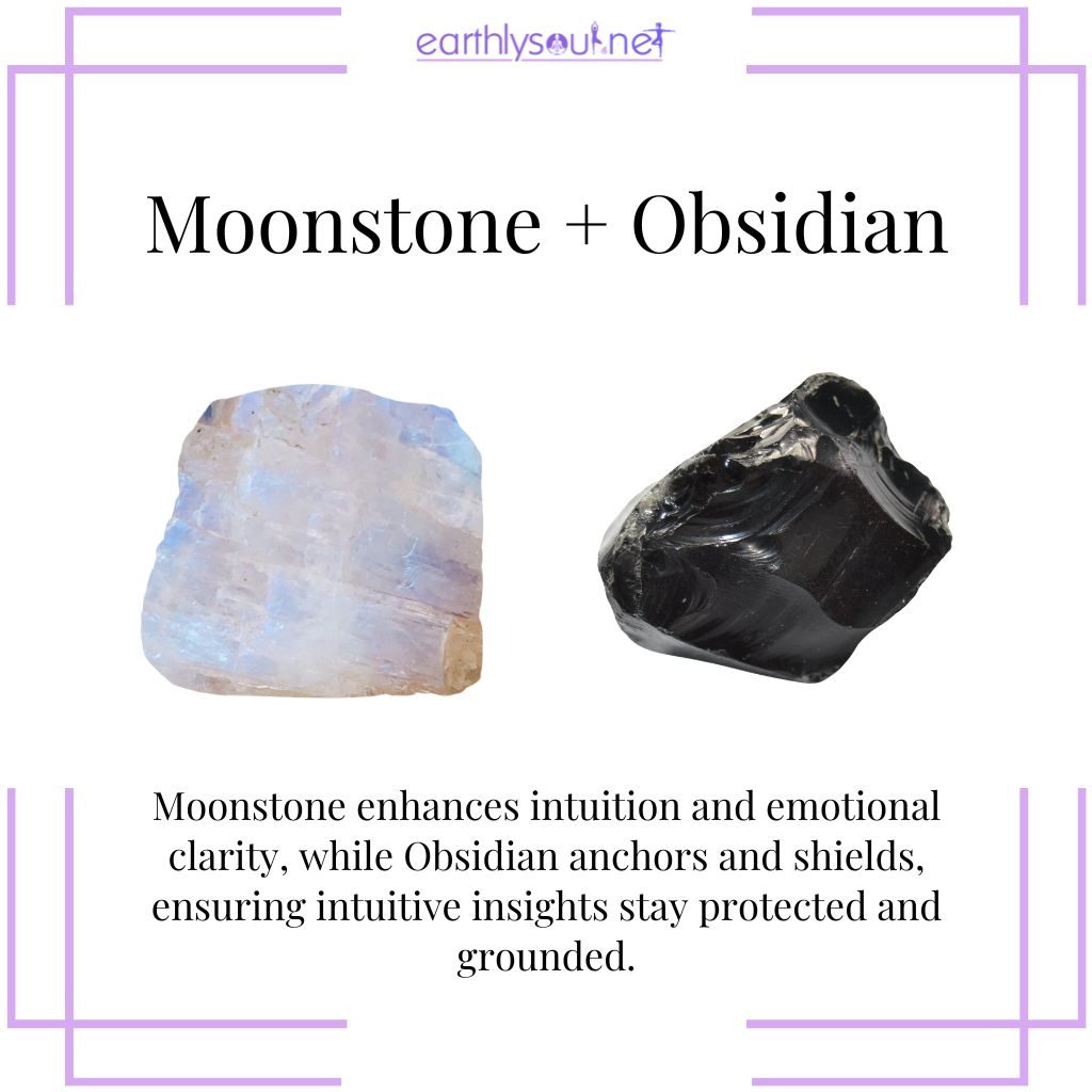 Moonstone and obsidian for intuitive grounding