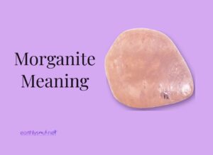 Morganite meaning title beside a soft pink tumbled morganite on a lilac background