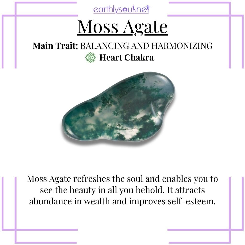 Green and white moss agate, harmonizing and attracting abundance