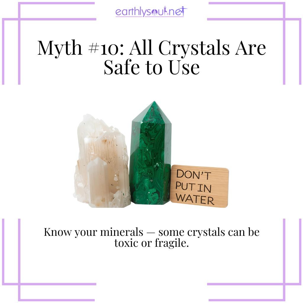 Some crystals requiring careful handling due to toxicity or fragility