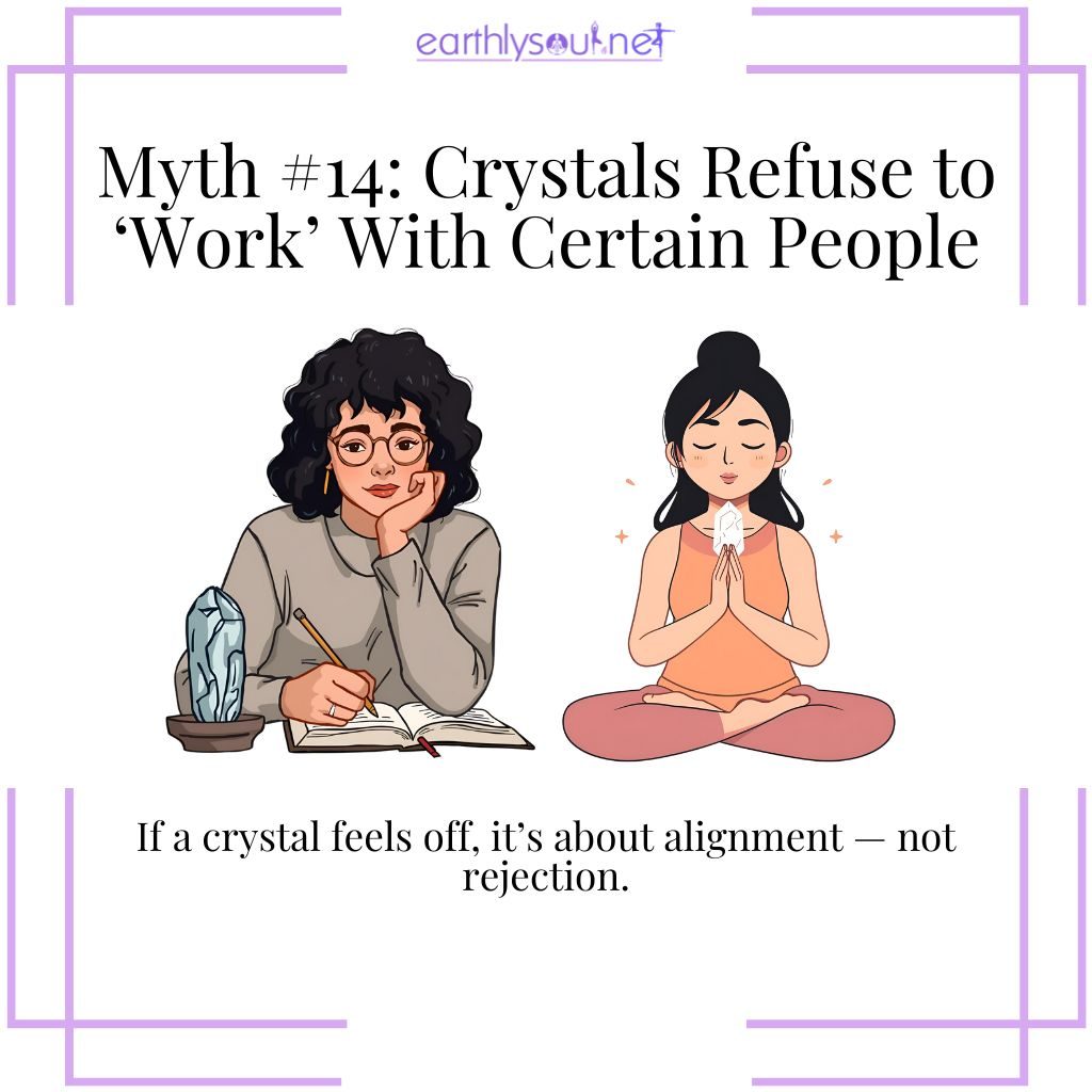 Crystal connection depending on personal energy alignment