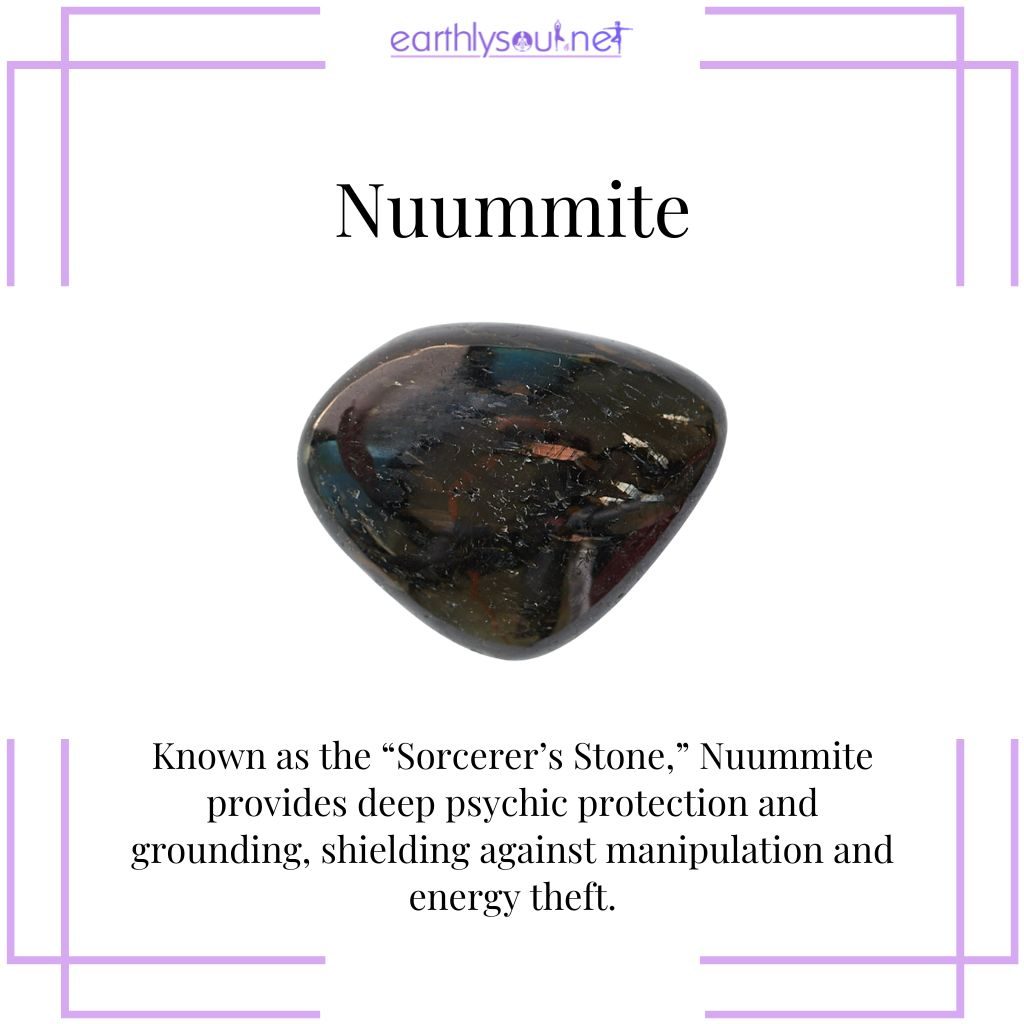 Nuummite for deep psychic protection