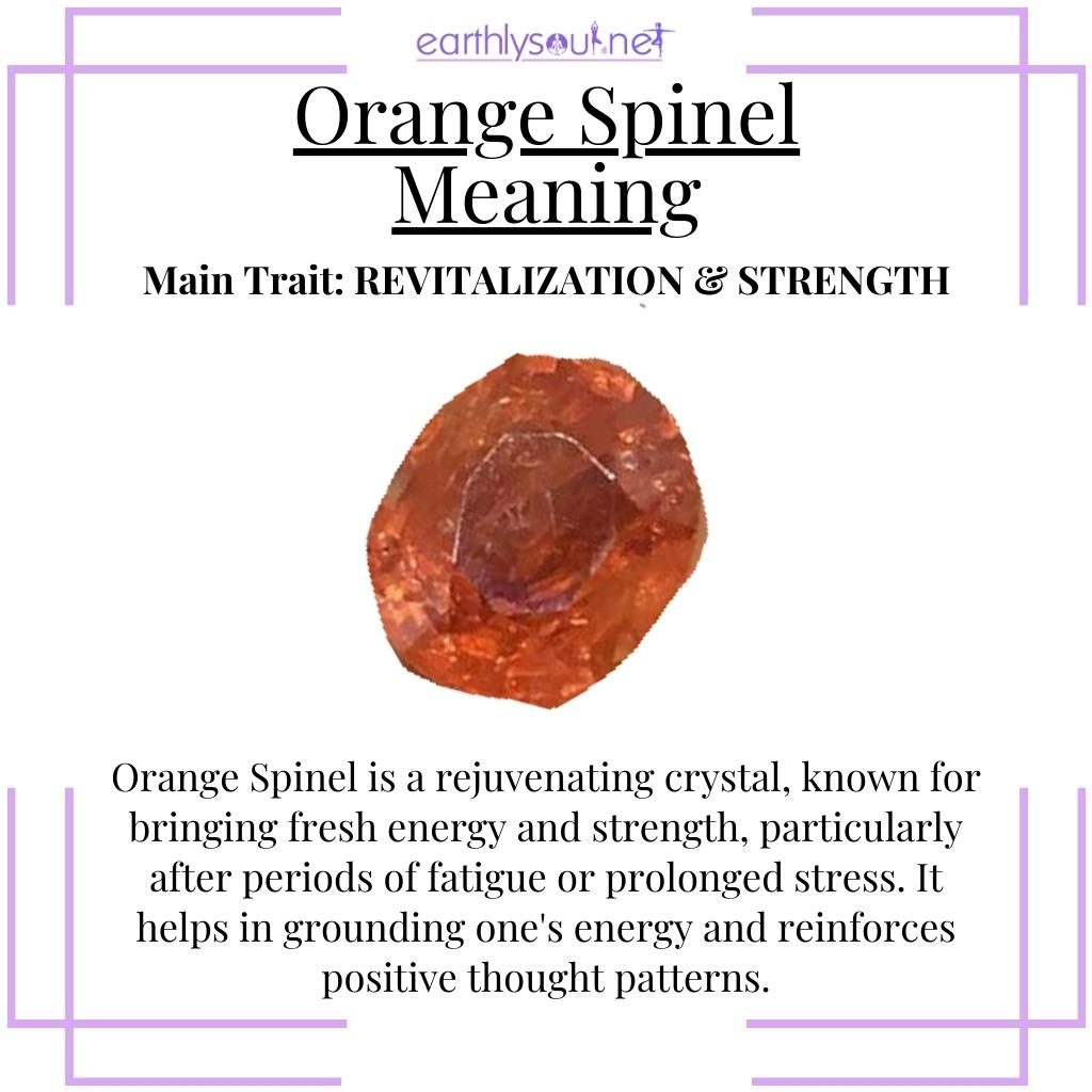 Vibrant orange spinel crystal for rejuvenation and resilience