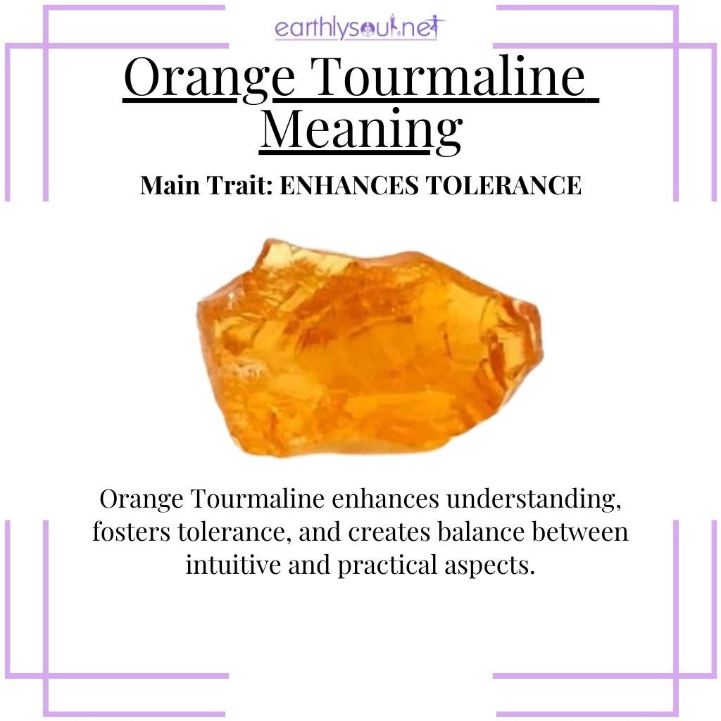 Orange tourmaline crystal promoting understanding and balance