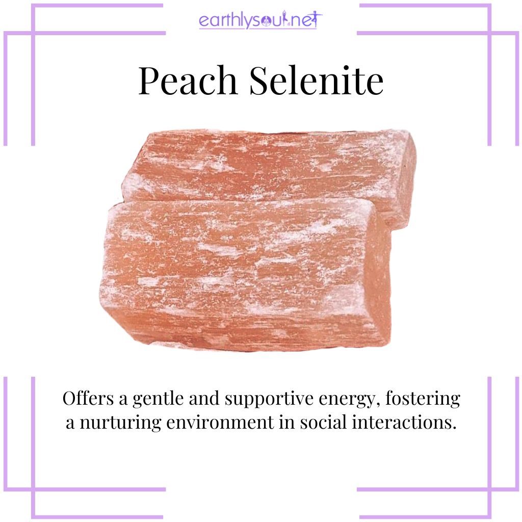Peach selenite for nurturing social interactions