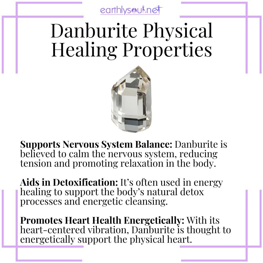 Danburite supports nervous system balance, detoxification, and heart-centered healing energy.
