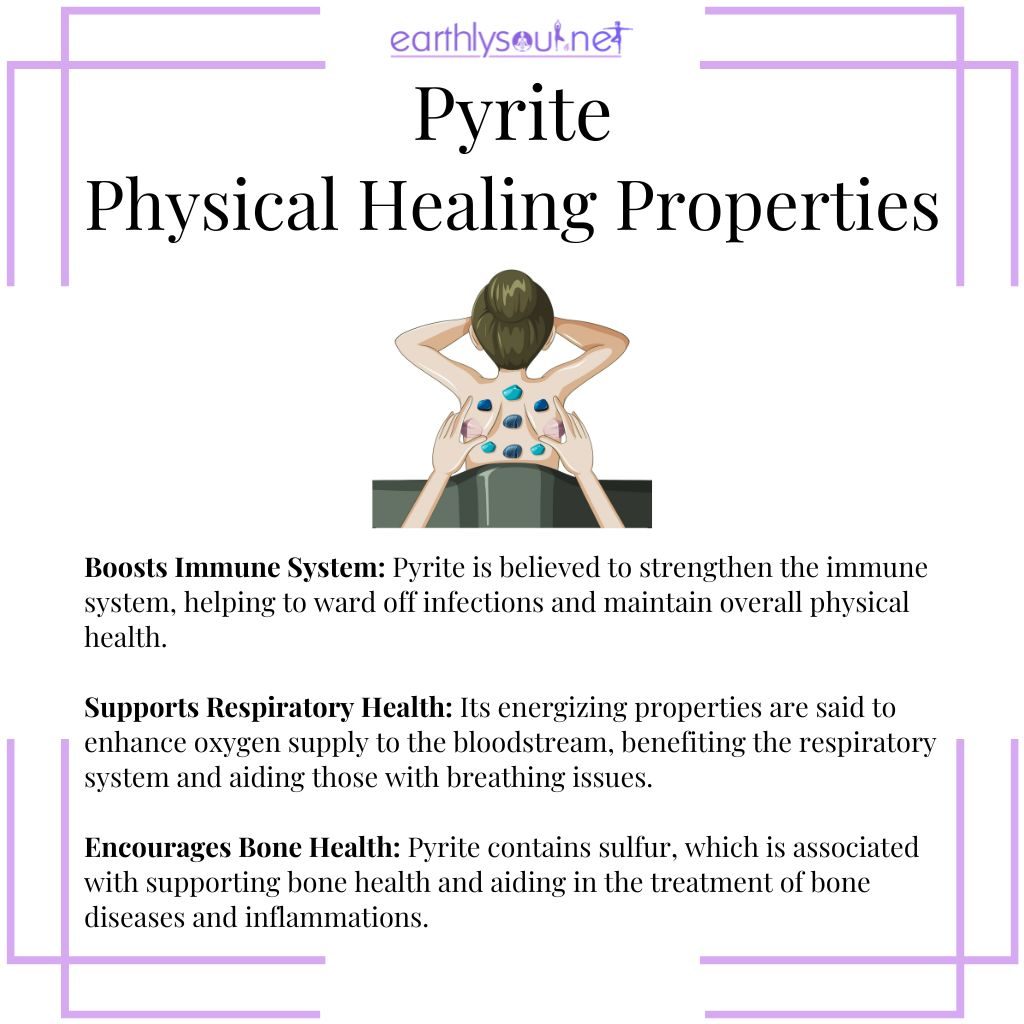 Pyrite for immune support, respiratory health, and encouraging bone health