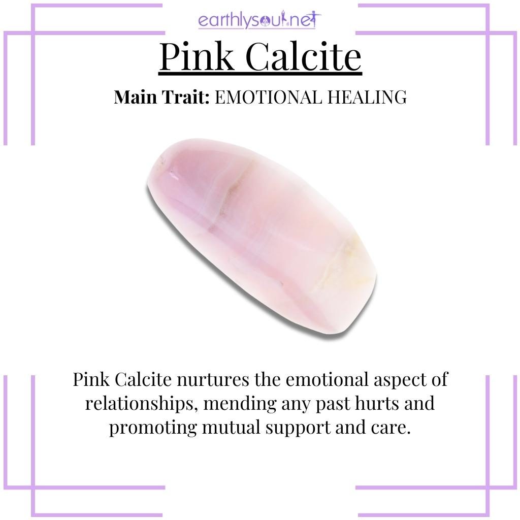 Soft pink calcite aiding in emotional healing and understanding