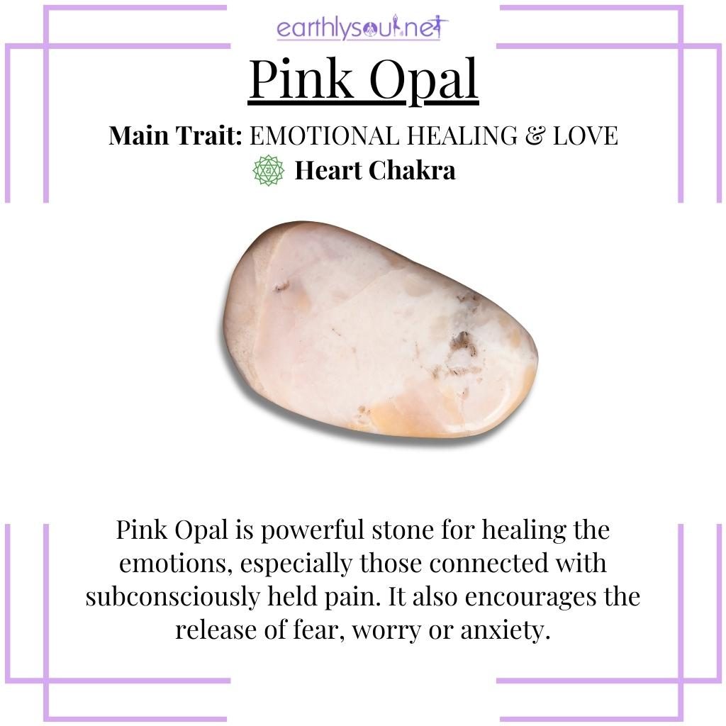 Soft pink opal aiding in emotional healing and releasing worry
