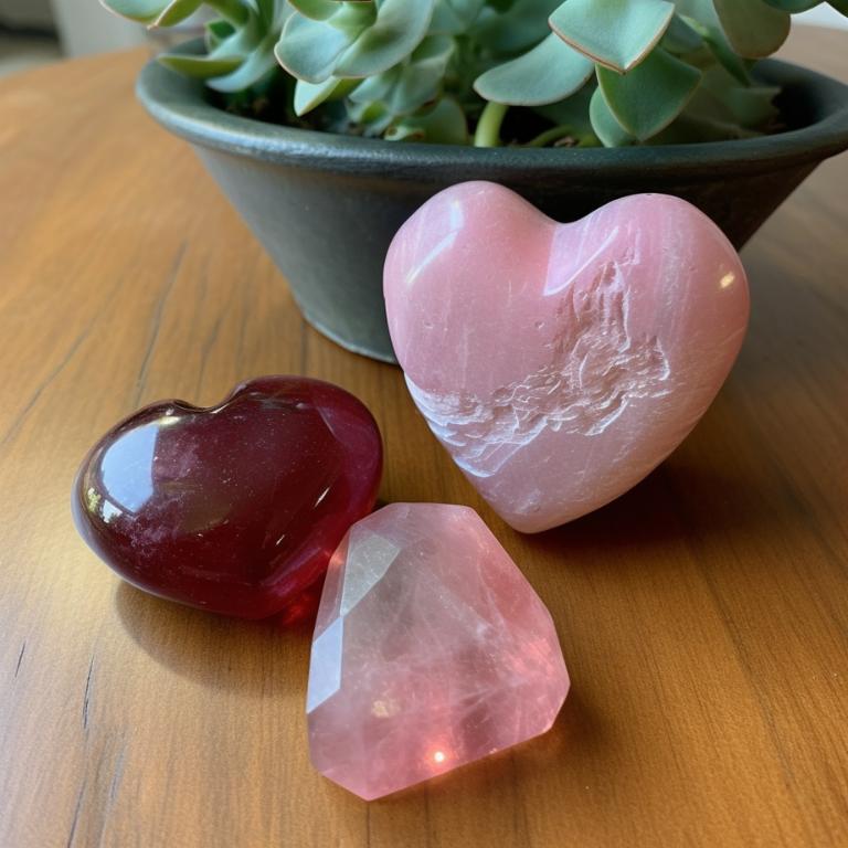 3 pink tourmaline stones each one shaped like a heart