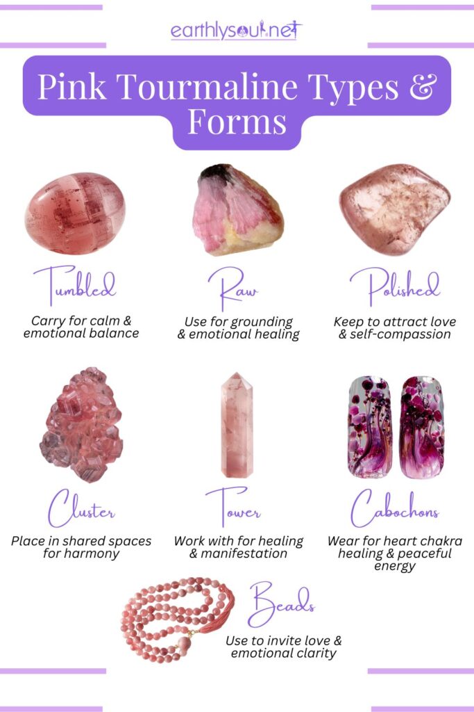 Pink tourmaline forms and healing uses