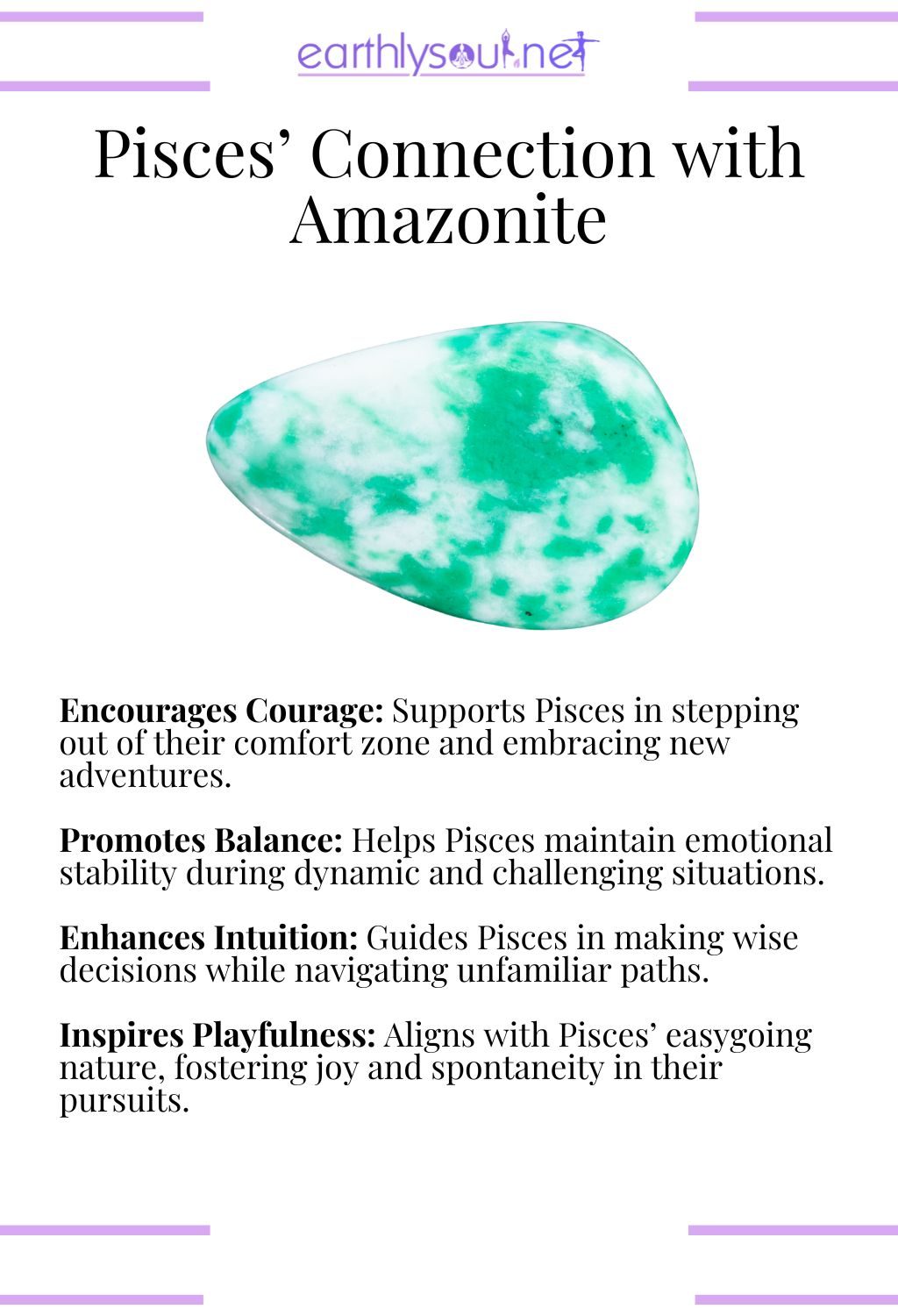 Amazonite crystal, encouraging courage and promoting balance, perfect for adventurous pisces zodiac signs.